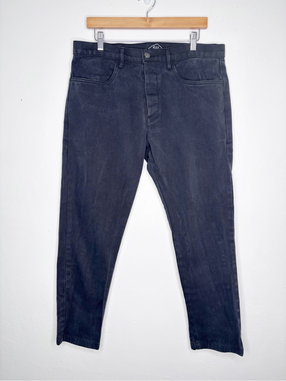 Alex Crane 100% Cotton Grey Minimalist Denim Button Fly Jeans Size 34 EUC